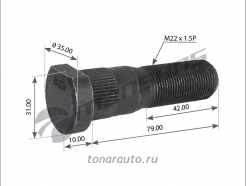 800071 Шпилька колесная RVI Magnum E-tech, Premium dCi11 задняя (диск. тормоз)