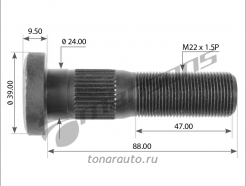 810000 Шпилька колесная ROR ТМ М22х1,5х95/86/50