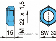 Гайка тормозного вала M22x1,5-10/SW32/H15 BPW