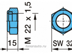 Гайка тормозного вала M22x1,5-10/SW32/H15 BPW